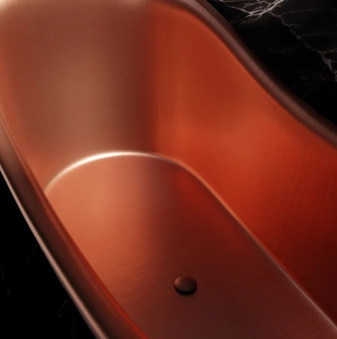 Handcrafted Black Patina Copper Bathtub - Luxury Freestanding Double Slipper Tub