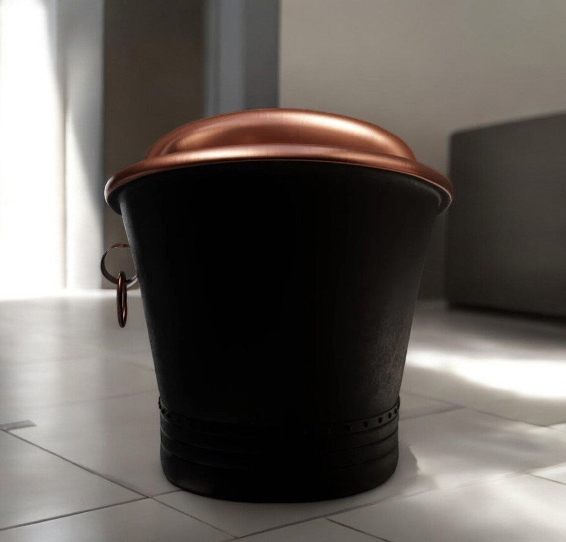 Handcrafted Black Patina Copper Bathtub - Luxury Freestanding Double Slipper Tub
