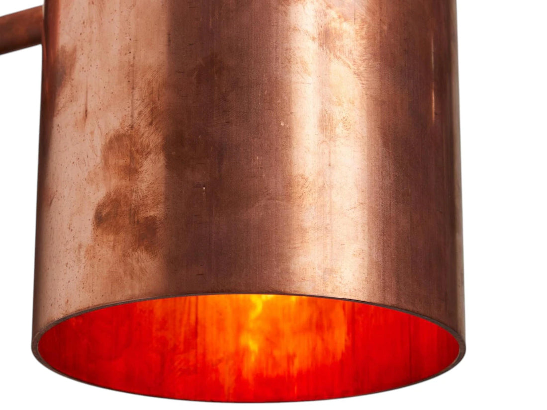 Hand-Hammered Raw Copper Wall Sconce - Minimalist Cylindrical Outdoor Light
