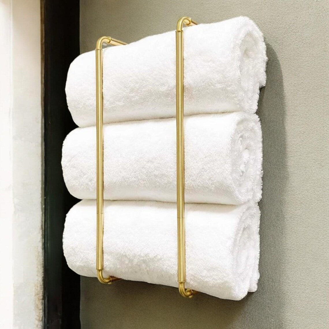 Solid Brass Wall-Mounted Towel Rack - Artisan Bathroom Storage Solution
