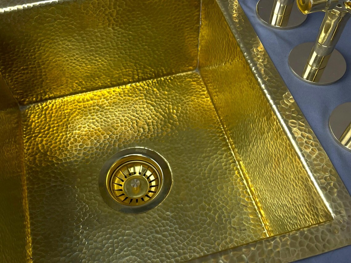 Luxury Unlacquered Brass Bridge Kitchen Faucet - 3-Hole Set with Side Sprayer & Air Gap