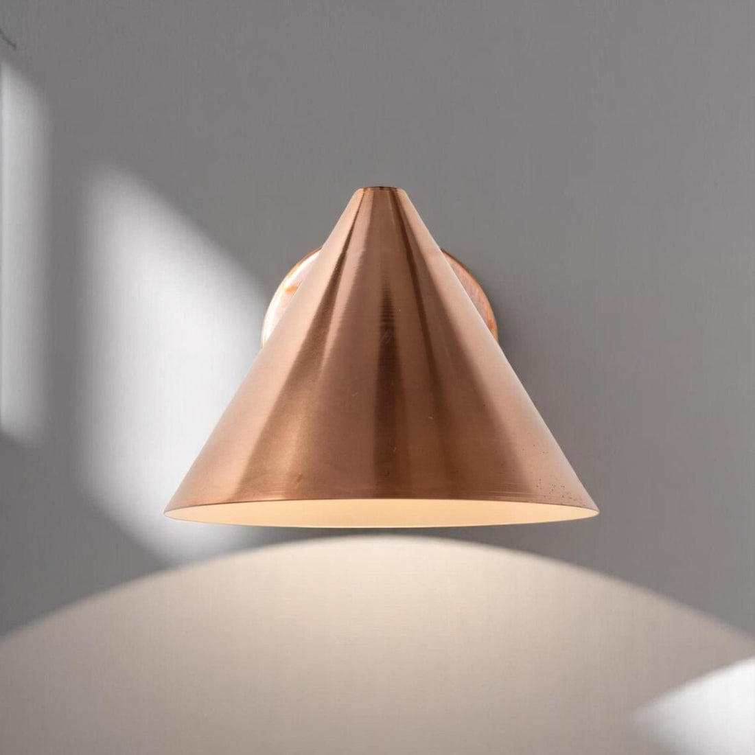 Handcrafted Polished Copper Outdoor Wall Sconce - Minimalist Conical Design