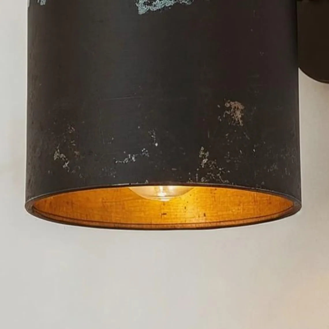 Hand-Hammered Copper Wall Sconce - Aged Patina & Matte Black