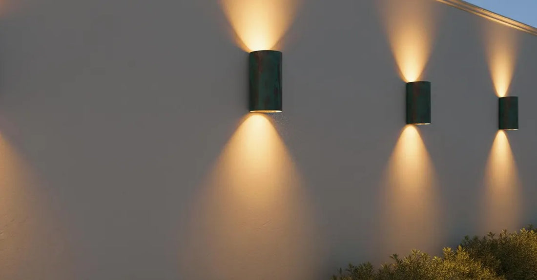Handcrafted Green Patina Copper Wall Sconce - Modern Scandinavian Outdoor Up & Down Light