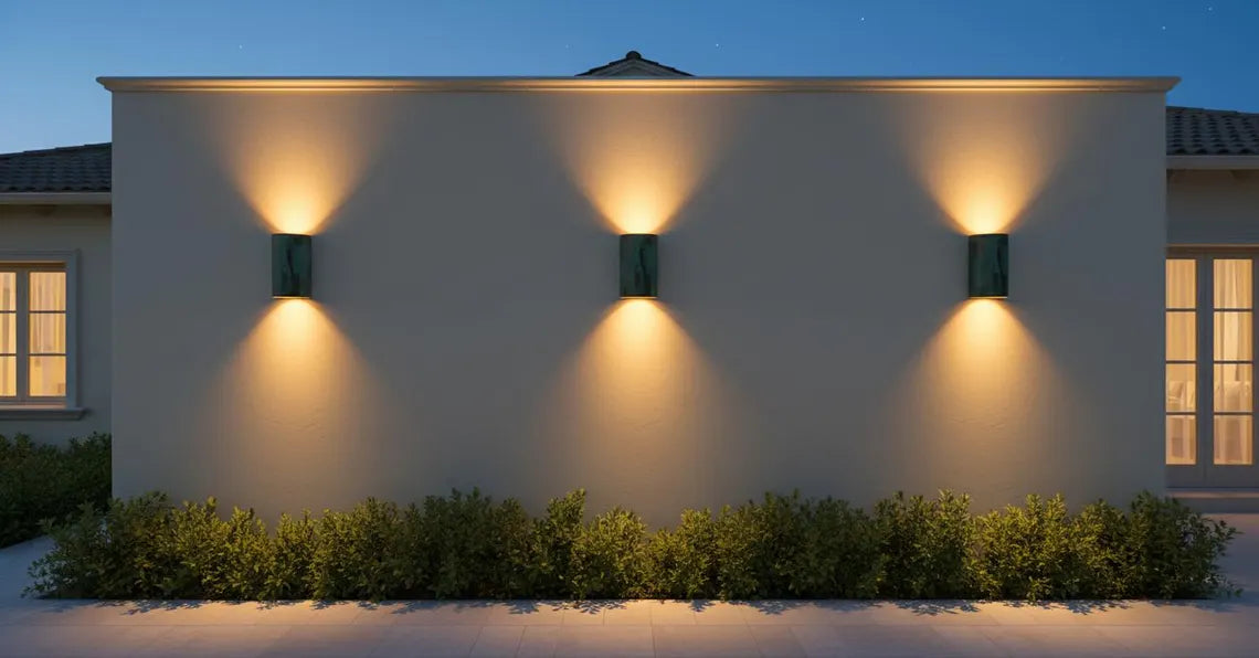 Handcrafted Green Patina Copper Wall Sconce - Modern Scandinavian Outdoor Up & Down Light