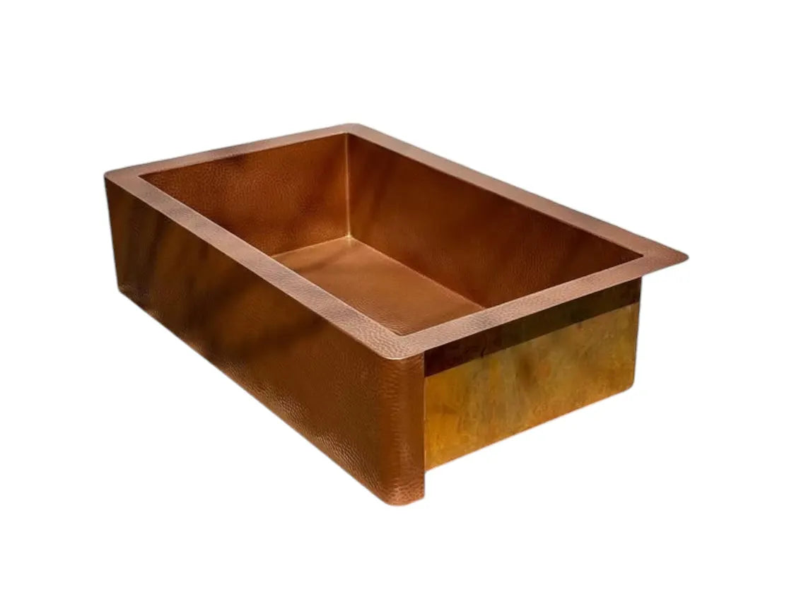 Hand-Hammered Copper Farmhouse Sink - Apron Front Kitchen Basin