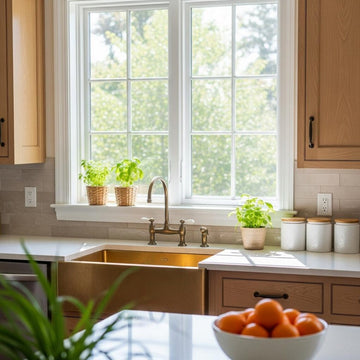 Handcrafted Brass Farmhouse Sink - Polished Apron Front Kitchen Basin